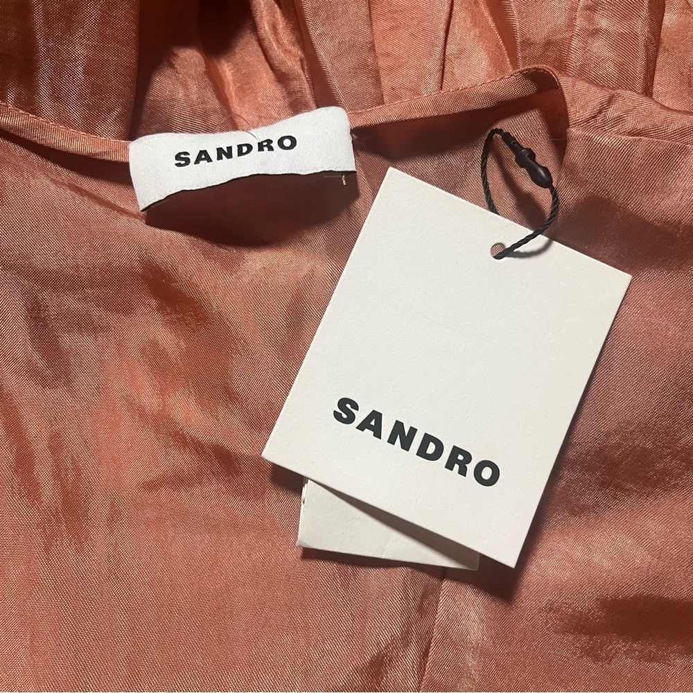 NWT Sandro Gathered tiered satin mini dress - Picture 14 of 16